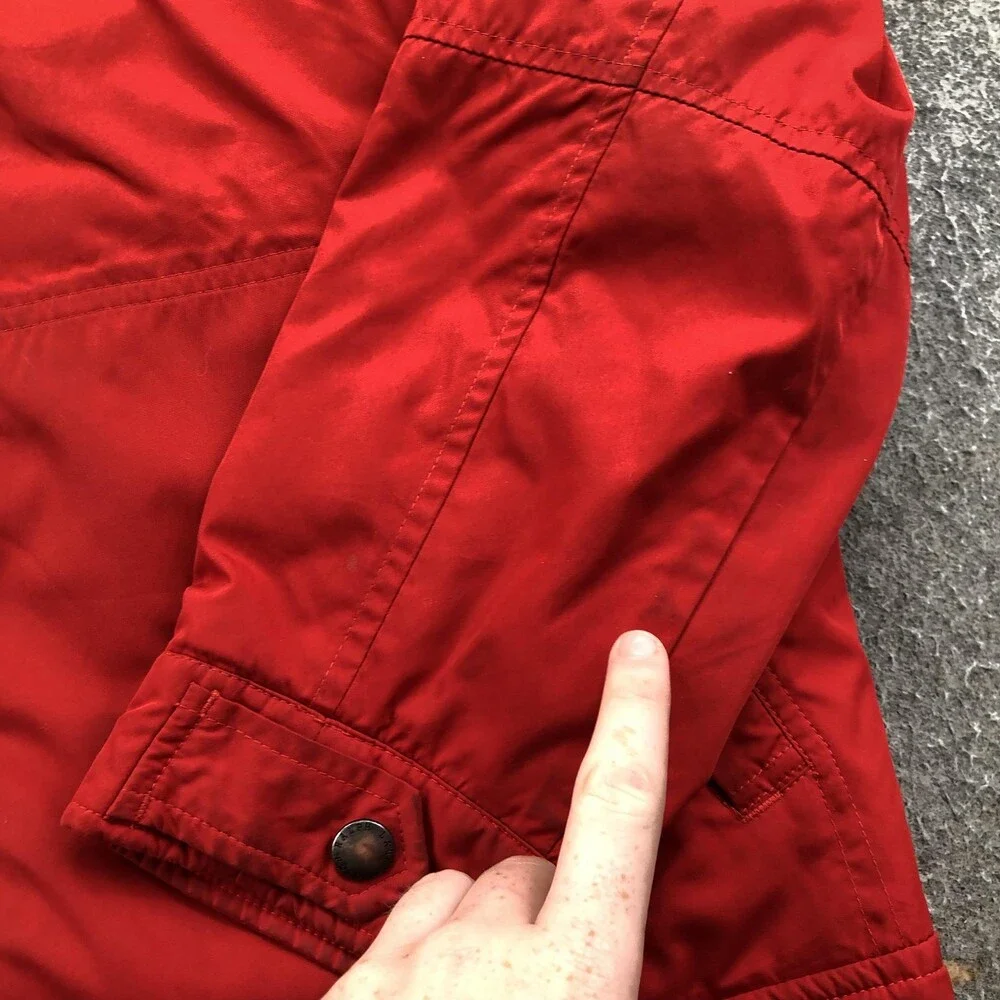 Polo Ralph Lauren Jacket Mens XL Red Hooded Windbreaker Full Zip Lined Outdoor